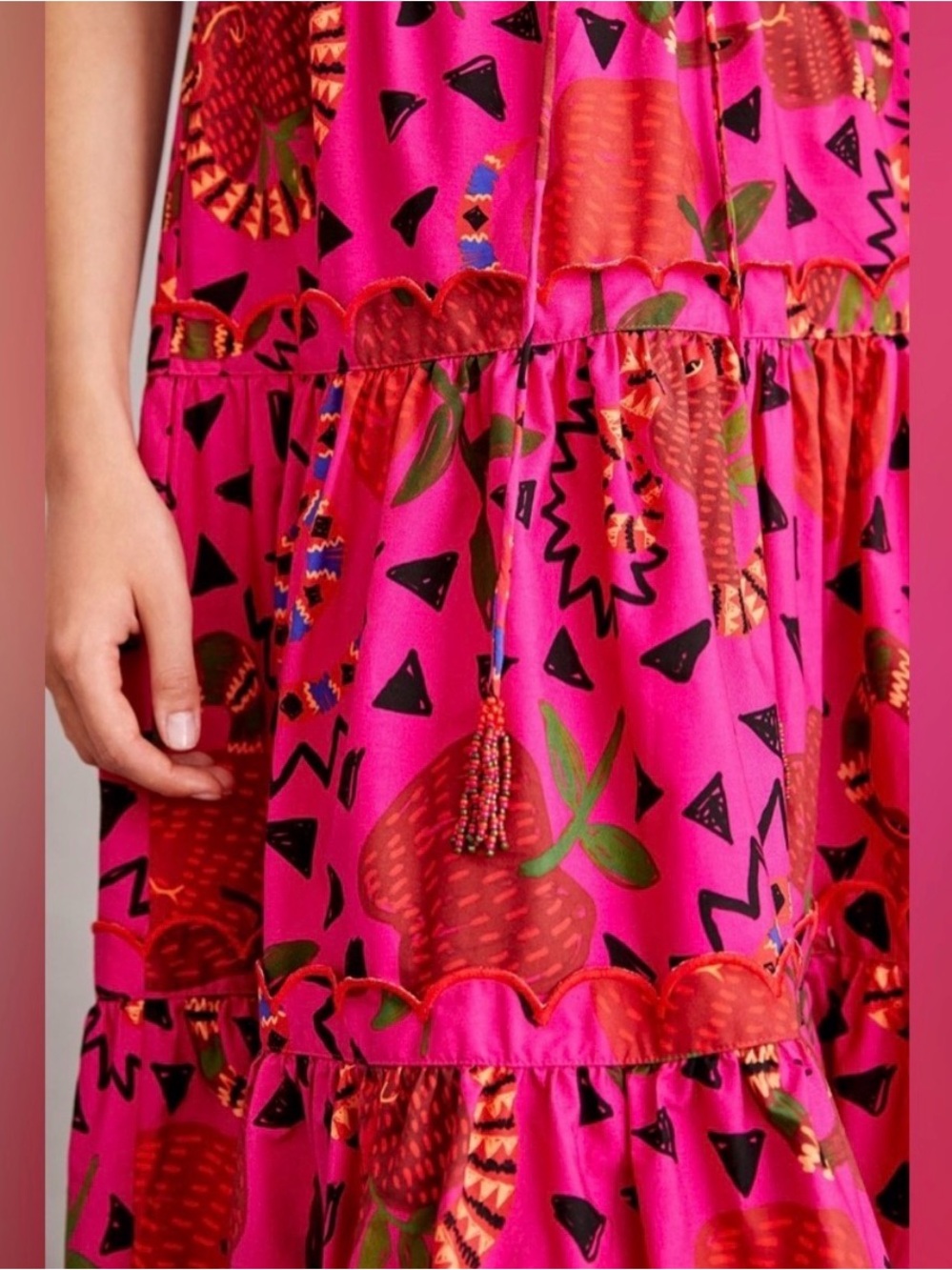 FARM Rio Pink & Red Patterned Midi Dress - Picture 3 of 8